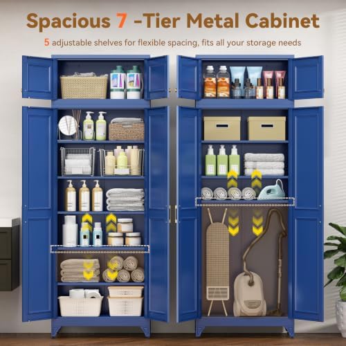 Polup 90" Pantry Cabinet, Tall Metal Storage Cabinet with Doors and Shelves - Image 6
