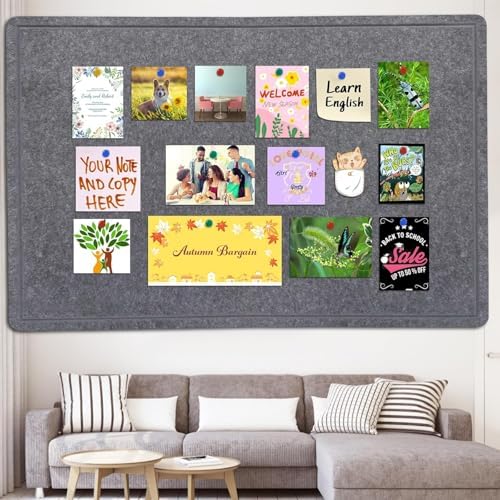 Extra Large Bulletin Board 96" x 48", Felt Pin Board, Dark Gray - Image 6