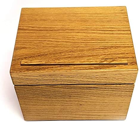 Lehman's Wooden Recipe Box Holds 300 3" x 5" Recipe Cards in Handcrafted Oak Wood Box - Image 2