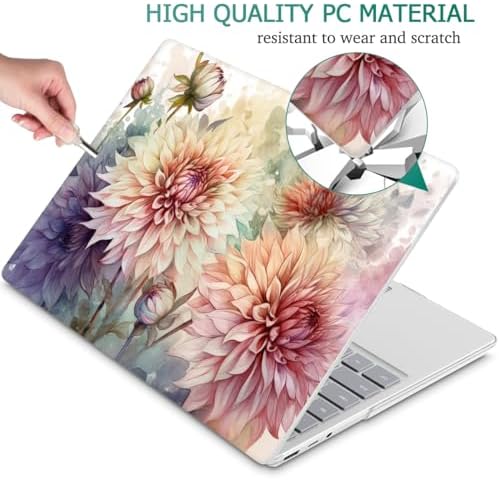 Mektron Case for 13.5" Microsoft Surface Laptop 5/4/3 with Metal Palm Rest Model 1951/1868, 2019/2021/2022 Release Plastic Hard Shell Cover with Screen Protector + Keyboard Cover, Watercolor Dahlias - Image 5