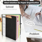 Ospelelf Black Foldable Spiral Clipboard Folio with Storage Zipper Pouch, 5 Plastic Folders with 10 Pockets,Refillable Lined Notepad (11" x 8.5"), Hardcover Project Organizer with 39 Stickers - Image 5