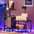 RALGEND Printer Stand with Computer Tower Stand, 2-in-1 Mobile Printer Table Under Desk PC Shelf, 2-Tier PC Tower Stand for Floor, Detachable CPU Holder Cart with Charging Station & Lockable Wheels by RALGEND
