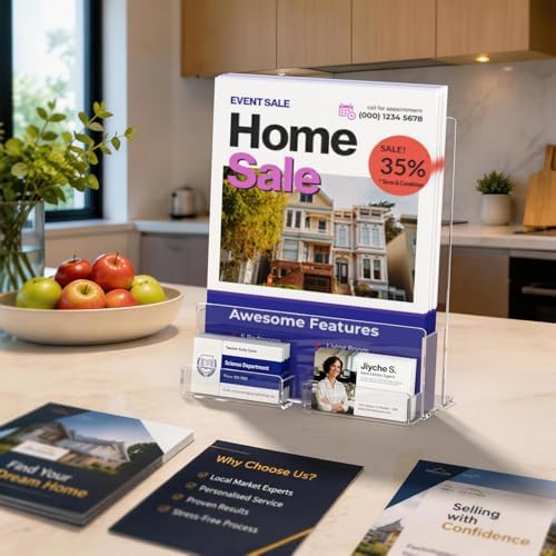 HIIMIEI Brochure and Business Card Holder: Acrylic Flyer Holder 8.5 x 11 - Image 2