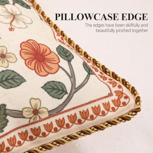 ISAENNE Designer Elegant Linen Throw Pillow Cover,Set of 2,28"x12"-Flora A - Image 6