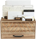 BLU MONACO | Natural Wood Desktop Mail Organizer with Drawer | Three-Tier Mail Sorter with Black Label Holders | Countertop Mail Holder & Document Storage for Home or Office by Blu_Monaco