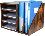 PAG-Mass Wood Desktop File Holder Organizer Mail Sorter for File Folders, Mails, Envelopes, Mailing Supplies or Magazines, Brown by PAG