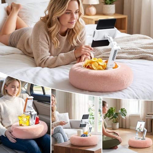 HomeMount Stable Tablet & Kindle Pillow Stand with Snack Tray, Grey - Image 5