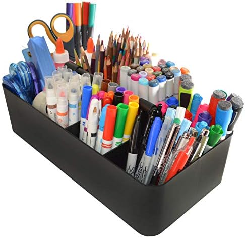-Large Portable Caddy, DIY Dividers, 8 Compartments, School Office Supplies Home Business Organizer,Portable Basket with Handle Storage Organizer Modern Made in USA (6 PACK, Black) - Image 3
