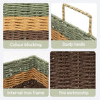 Colorful Woven Rectangle Storage Basket for Shelves&Organization - Image 3