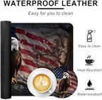 Large Keyboard Mouse Pad Set, Extended Mouse Pad+Keyboard Wrist Rest Support, Memory Foam Ergonomic Easy Typing, 4Pcs (31.5×11.8 in) Desk Pad Set for Office Home,Bald Eagle with American Flag - Image 2