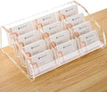 HeZone Business Card Holder Display for Desk Muitiple, Clear Acrylic Business card Stand Rack for Women and Men 12 slots 4Tier, Organize 600 cards (12 Slots by HeZone