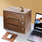 Wooden Desktop Storage Cabinet with 3 Lockable Drawers, Office Desk File Organizer, Small Wooden Drawer Storage Box for Home Office Supplies, Sewing Kits,Vanity, Walnut Color - Image 5