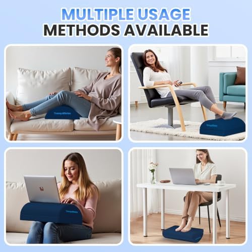 TranquilRelax Foot Rest Under Desk, 3-Height Adjustable Foot Stool, Blue - Image 6