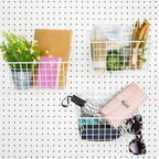 Pegboard Baskets With Hooks, 3 Pack Peg Board Wall Organizer Set (White) - Image 2