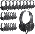 Bulk Earbud Headphones 24 Pack for School Classroom Kids, Wholesale Wired Durable Earphones Class Set for Students Children Toddler Teens Boys Girls and Adult (HY450, 24 Black) by Wensdo