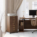 7 Drawer File Cabinet with Wheels for Home Office, Black Walnut - Image 3