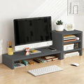 Solid Wood Monitor Stand Riser & Laptop Stand Desk Organizer - Office Accessories for PC Workspace, Computer Organization, Countertop Hutch Dark Grey Combination 1 by Unknown