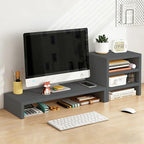 Solid Wood Monitor Stand Riser & Laptop Stand Desk Organizer - Office Accessories for PC Workspace, Computer Organization, Countertop Hutch Dark Grey Combination 1 by Unknown