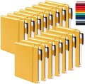 feela 15 Pack Pocket Small Notebooks Bulk, Mini Cute Notepads Hardcover College Ruled Lined Journals with Pen Holder for School Business Memos, with 15 Black Pens, 3.5”x 5.5”, A6, Yellow by feela