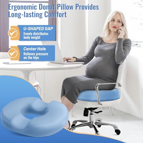 CloudBliss Donut Pillow Stadium Seat Cushion for Tailbone Pain Relief and Hemorrhoids, Memory Foam Seat Chair Cushion, Portable Seat Cushions for Bleachers, Car, Home & Office - Image 3