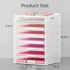 Lavatino 2 Pack 8-Tier Office Desk File Organizer, Letter Tray Paper Organizer with Handle, Including 5 Adjustable Slide Trays for Organizing Desk Workspace Accessories and Supplies (White Metal Mesh) - Image 2
