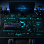 48x24in Cyberpunk Gaming Mouse Pad, Futuristic HUD Extended Desk Mat by HOME