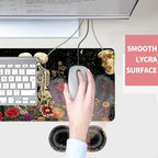 Mouse Pad,Large Desk Mat Set, 4in1 XL Mousepad + Keyboard Wrist Rest+Mouse Wrist Rest+Coaster with Ergonomic Desk Pad for Home Office Table Computer Cover -Skeleton Floral - Image 4