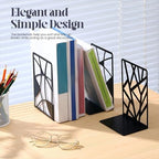 Feifeiya 6 Pairs Decorative Book Ends Metal Bookends for Shelves Black Metal Heavy Duty Book Ends Holder Supports Stoppers for Home Office School, 6.9x4.9x3.5”(Geometrical) - Image 5