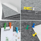 AKTOP Cork Bulletin Board 12x12, 1/2" Thick Felt Cork Board Tiles 6 Pack, Small Square Pin Board for Wall, Self Adhesive Corkboards with 60 Push Pin Wood Clips for School, Home & Office, Grey - Image 5