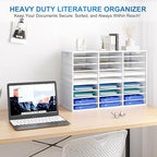 Mail Sorter Adjustable Countertop Mail Holder, Heavy Duty Literature Organizer, Student Mailbox for Classroom, Desktop Bill Paper Organizer for Office Home School, 27 Compartments, White - Image 2