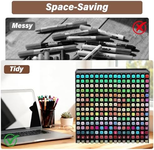 Marker Organizer,240 Slots Marker Storage with Divider,Black - Image 5