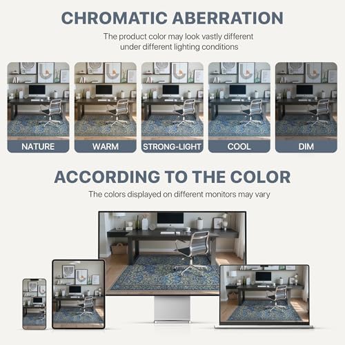 36"x60" Office Chair Mat for Hardwood Floor, Non-Slip Washable Dark Blue - Image 6