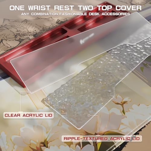 Acrylic Gaming Keyboard Wrist Rest Pad,CNC Process Clear Wrist Rest for Computer Keyboard,Office,PC Gaming,Laptop,Mac,Comfortable,Lightweight,Ergonomic-2 in 1 Red - Image 2