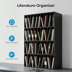 Literature Organizer with 36 Compartments | Adjustable Desktop File Sorter Mail Center for Home, Office & Classroom | PVC Paper Storage Cabinet with Shelves, Black - Image 4