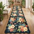 DUKINO 3x10 Runner Rug, Non Slip Floral Washable Rug for Hallway, Navy Blue by DUKINO