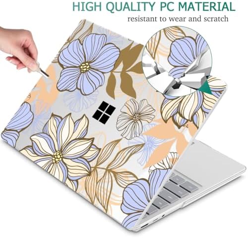 Mektron Case for 13.5" Microsoft Surface Laptop 5/4/3 with Metal Palm Rest Model 1951/1868, 2019/2021/2022 Release Plastic Hard Shell Cover with Screen Protector + Keyboard Cover, Abstract Floral - Image 5