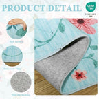 DUKINO 2x10 Runner Rug, Floral Washable Kitchen Runner Rug Non Slip, Teal - Image 4