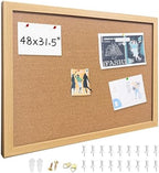 31.5"x48" Crude Wood Framed Hanging Cork Bulletin Board by Buyitnow