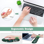 ARTSO XXL Large Gaming Mouse Pad with Wrist Rest, Ergonomic Mouse Pad, Keyboard Wrist Rest, Home Office Desk Accessories, Green Flower Plants - Image 3