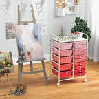 LDAILY 15 Drawer Rolling Storage Cart, Rolling Cart with Drawers for Classroom, Art Supply Craft Organizer on Wheel with Metal Frame & Handles for Home Office School - Image 6