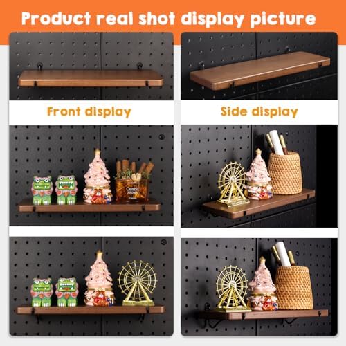 Walnut Finish Solid Wood Pegboard Shelf for 1/4" Pegboard, 4 pcs - Image 5