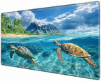 36x24 Desk Mat Sea Turtle Mouse Pad Oversized Huge Mousepad Gaming XXXL Extra Large Desk Pad Giant Computer Mat with Stitched Edges Non-Slip Rubber Base for Office Work Home Game by BBSujane