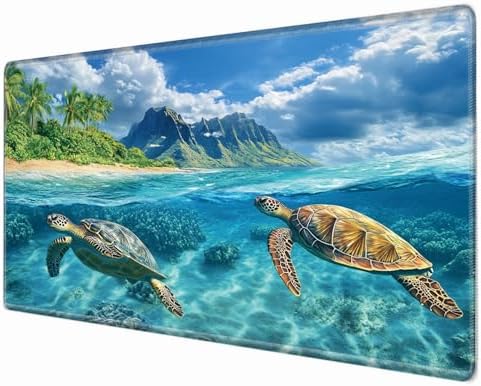 36x24 Desk Mat Sea Turtle Mouse Pad Oversized Huge Mousepad Gaming XXXL Extra Large Desk Pad Giant Computer Mat with Stitched Edges Non-Slip Rubber Base for Office Work Home Game by BBSujane