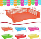 ZZYFGH 6 Pack Turn in Trays Classroom, Colorful Turn in Trays for Teachers, Plastic Classroom Paper Organizers, Stackable Tray for Classroom, Library, Drawers, Office Desk(13.4 * 9.5 * 2.7in) - Image 2