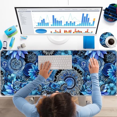 Keyboard Wrist Rest+Mouse Wrist Pad+Desk Pad Set,Memory Foam Ergonomic Easy Typing Pain Relief for Computer Laptop Office Home - Mandala - Image 2