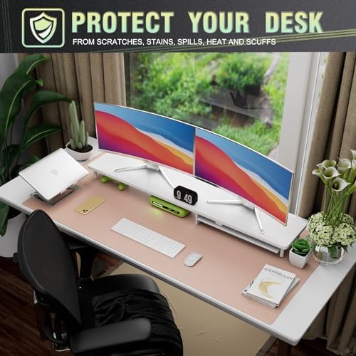 K KNODEL Extra Large Desk Mat, Leather Mouse Pad (47.2"x23.6", Pink) - Image 5