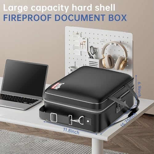 Tamfile Fireproof Document Box with Lock, Large Hard File Organizer, Black - Image 5
