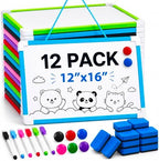 Colarr 12 Set 12'' X 16'' Hanging Magnetic Dry Erase Board Small Double Side White Board for Kid, Education Classroom Bulk, Mini Whiteboard Drawing Writing Lapboards for Student Kid (Multicolor) by Colarr