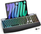 GAMCATZ Ergonomic Backlit Wireless Keyboard with Wrist Rest-Low-Profile,Phone/Tablet Holder,Rechargeable with Light Up Keyboard,Cordless Quiet Computer Keyboard for Desktop,Laptop, PC, Mac-Grey by WirelessKeyboardAndMouse