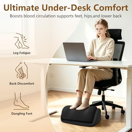 Foot Rest for Under Desk at Work, Adjustable Desk Foot Rest & Foot Stool for Office Work, Gaming Desk Accessories, Multi-Use Leg Rest Pillow for Couch, Bed Sleeping,Washable Cover - Image 2